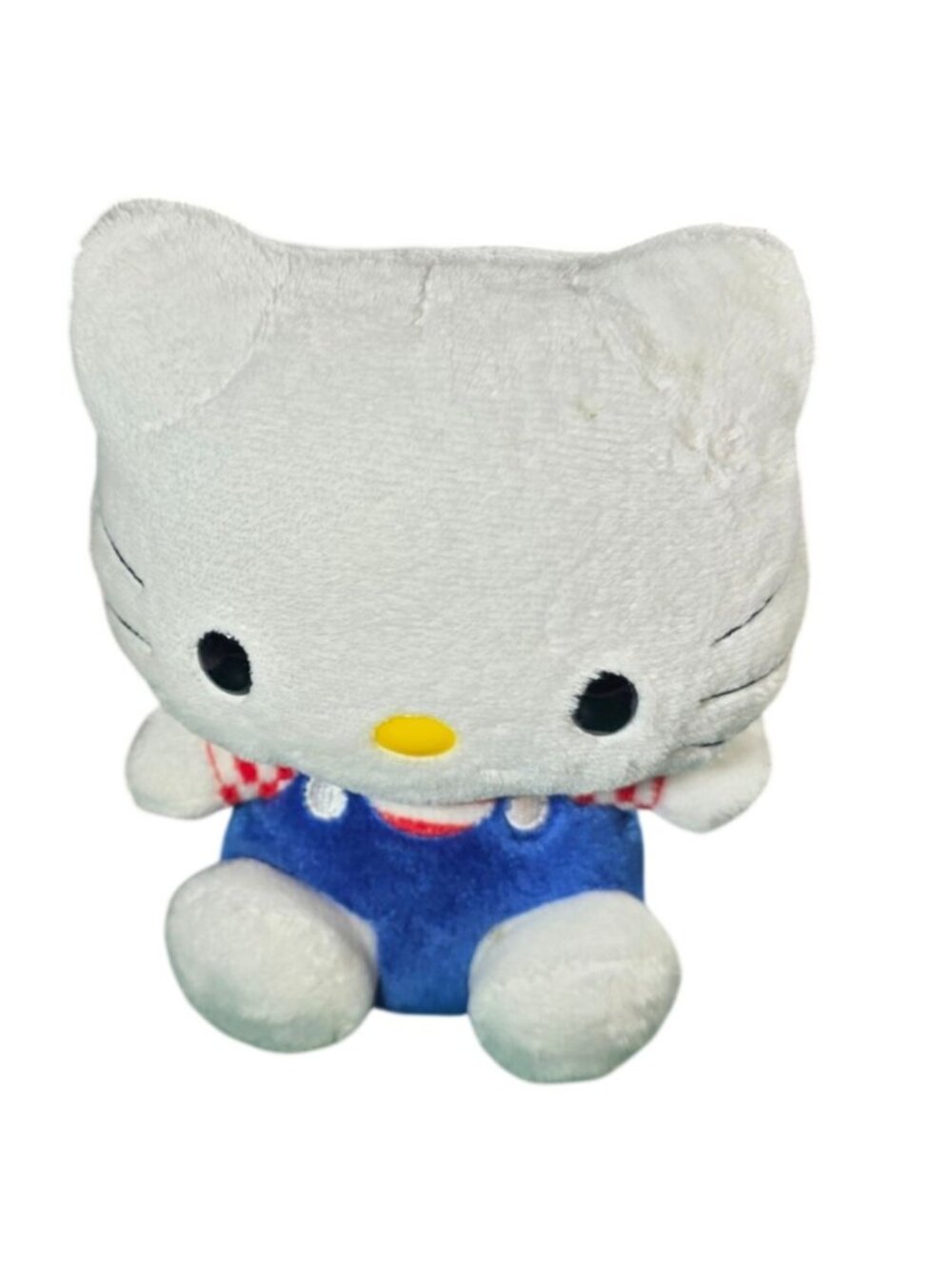 Ty Hello Kitty Plush Beanie Toy 2010 Sanrio Blue Overalls Red Striped Shirt